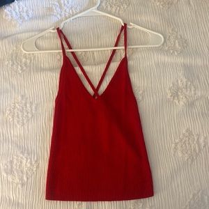 Kendall & Kylie red knit crop top